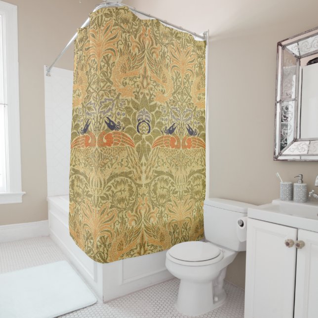 Rideaux De Douche William Morris Peacock & Dragon Arts & Artisanat (En situation)