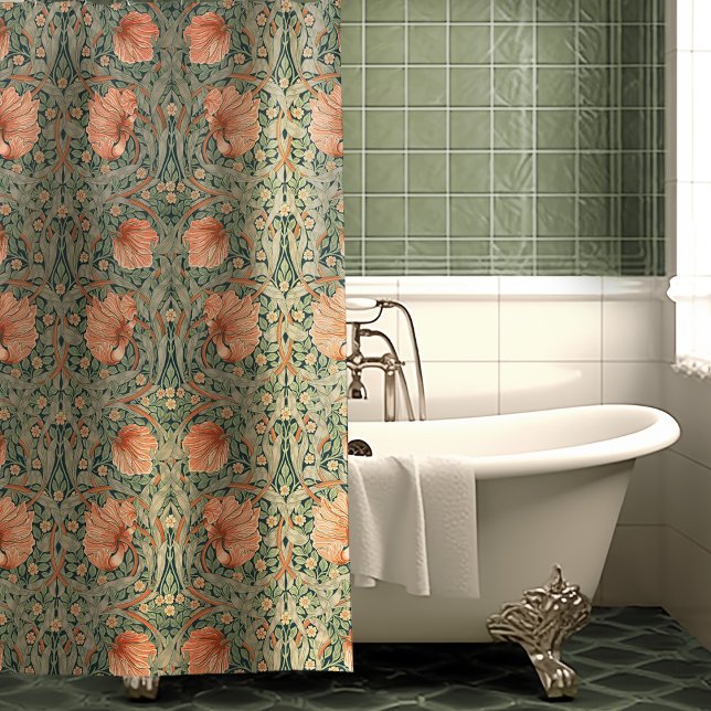 Rideaux De Douche William Morris Pimpernel Dusty Rose & Sage Green (Créateur téléchargé)