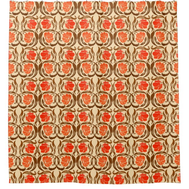 Rideaux De Douche William Morris Pimpernel, Mandarin Orange & Brown (Devant)