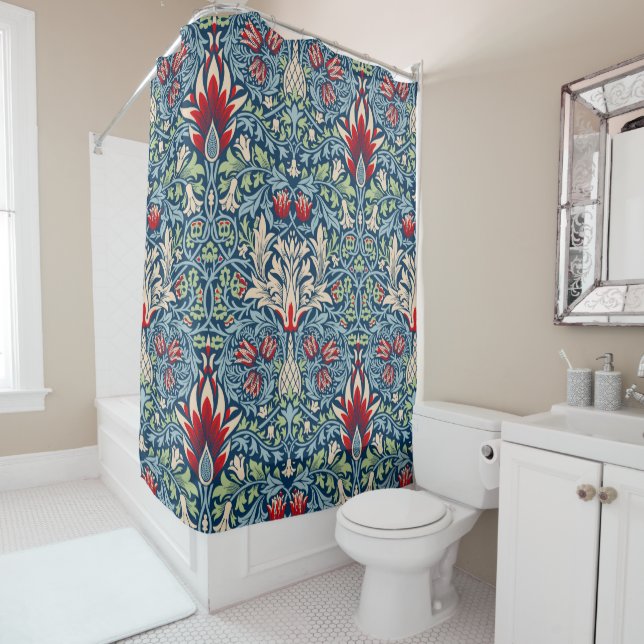 Rideaux De Douche William Morris Snakeshead Fritillaire Floral Desig (En situation)
