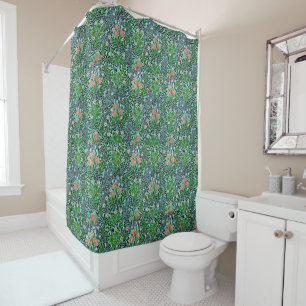 Rideaux De Douche William Morris Vintage motif floral rose vert