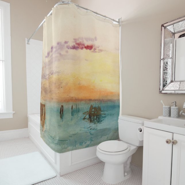 Rideaux De Douche William Turner - La lagune près de Venise au couch (En situation)