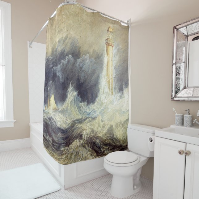 Rideaux De Douche William Turner - Phare de Bell Rock (En situation)