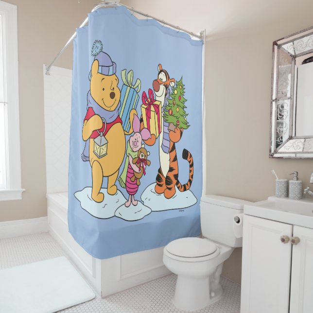 Rideaux De Douche Winnie l'Ourson| Joyeux cadeau de vacances (En situation)