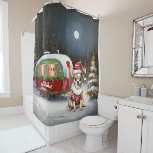 Rideaux De Douche Winter Chihuahua Caravan Christmas Adventure