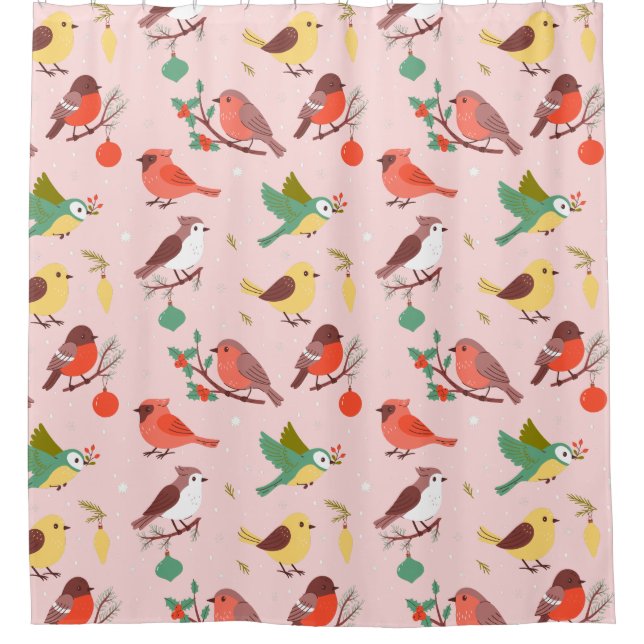 Rideaux De Douche Winter Christmas Birds Kids (Devant)