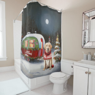 Rideaux De Douche Winter Labrador Caravan Christmas Adventure
