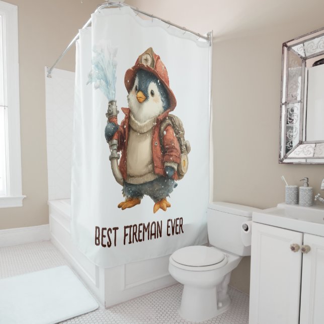 Rideaux De Douche Winter Penguin Firefighter Ping Pong Paddle (En situation)