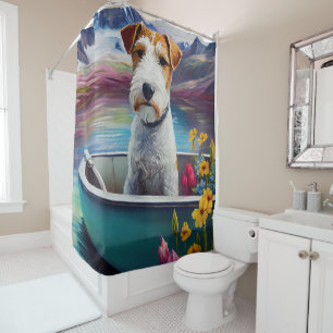 Rideaux De Douche Wirefox Terrier sur une pagaie : une aventure Pitt