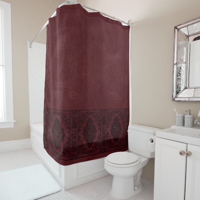 Rideaux De Douche Witchery Flourish | Pentacle Imaginaire rouge fonc (En situation)