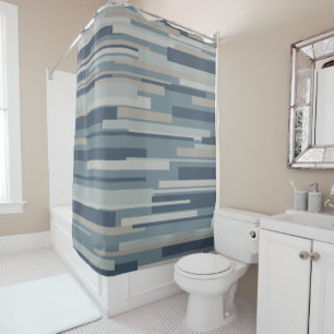 Rideaux De Douche Wright Mid-Century moderne géométrique bleu Abstra