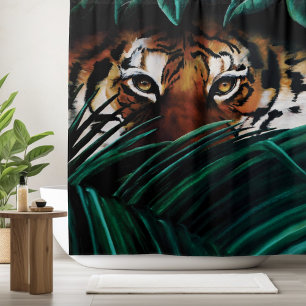 Rideaux De Douche Yeux de Tigre de la Jungle Verte Intense Feuillage