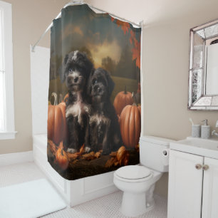 Rideaux De Douche Yorkipoo Chiot Automne Citrouille délice
