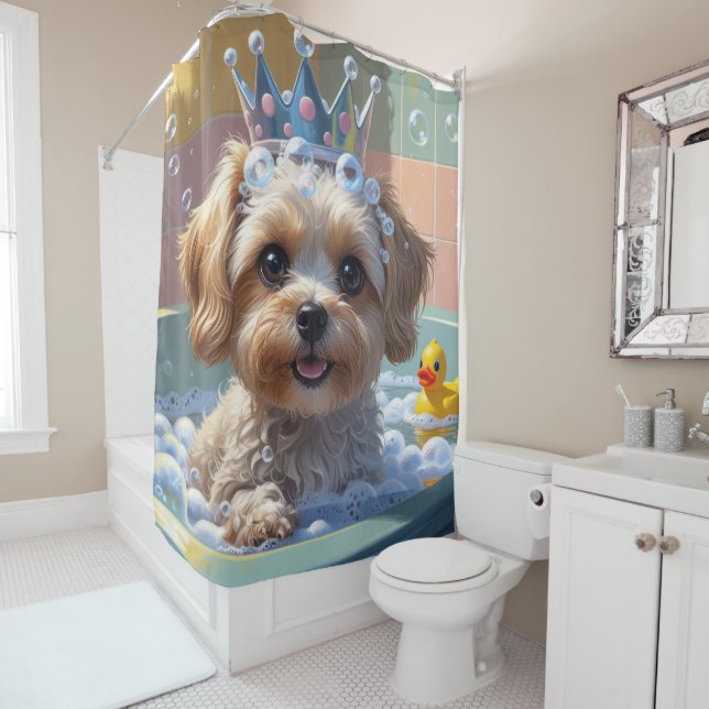 Rideaux De Douche Yorkipoo Sloppy Sleepy mignonne drôle (En situation)