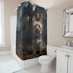 Rideaux De Douche Yorkshire Terrier Halloween effrayant