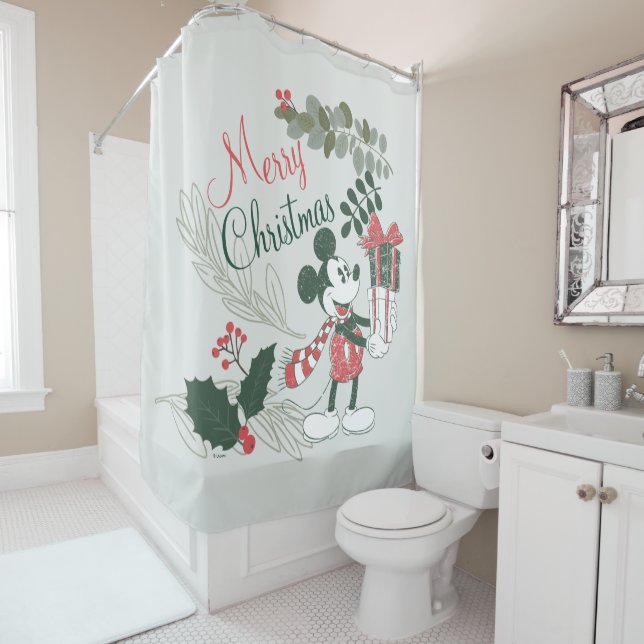 Rideaux De Douche Yuletide Joy| Joyeux Noël Mickey (En situation)