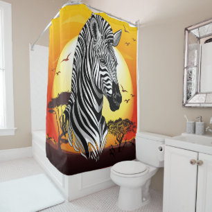Rideaux De Douche Zebra African Savanna Wild Animal