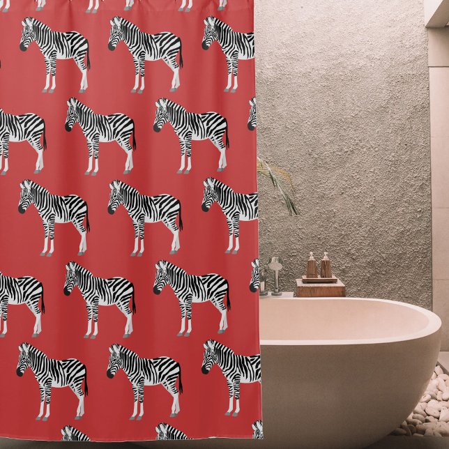 Rideaux De Douche Zebra Exotic Animal Motif Deep Red (Zebra Exotic Animal Pattern Deep Red Shower Curtain)