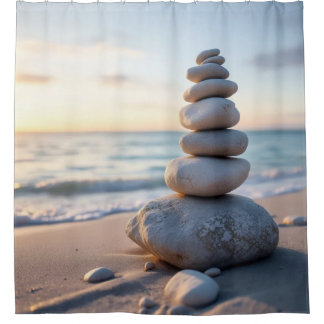 Rideaux De Douche Zen Cairn Stone