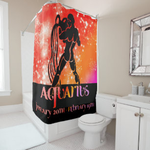 Rideaux De Douche Zodiac : Aquarius Orange Space Design