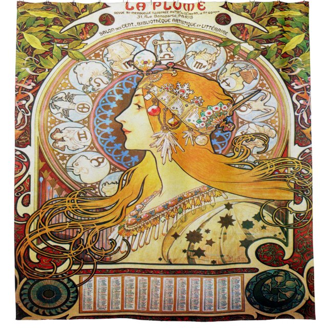 Rideaux De Douche Zodiaque 1896 d'Alfons Mucha (Devant)