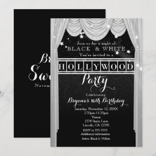 Rideaux HOLLYWOOD Noir & Blanc Invitations de Fête