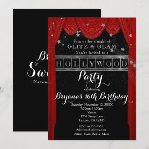 Rideaux rouges de HOLLYWOOD et invitations