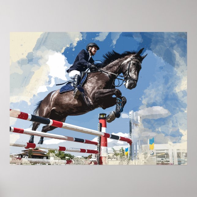 Rider Jumping Horse in Competition Poster (Front)