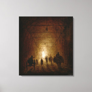 Riders and Pedestrians Passing Through an Arched P Canvas Print