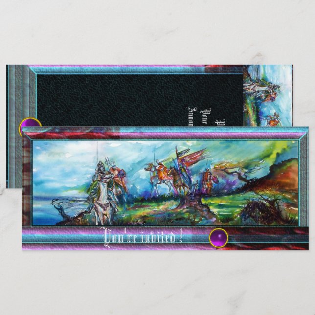 RIDERS IN STORM Knights Horseback Parchment Invite (Front/Back)