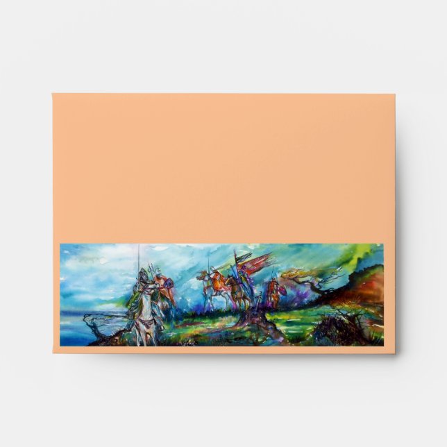 RIDERS IN THE STORM Medieval Knights Horseback Envelope (Front)
