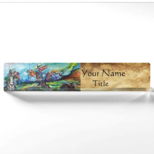 RIDERS IN THE STORM Medieval Knights Horseback Nameplate