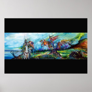 RIDERS IN THE STORM Medieval Knights Horseback Poster