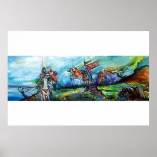 RIDERS IN THE STORM Medieval Knights Horseback Poster