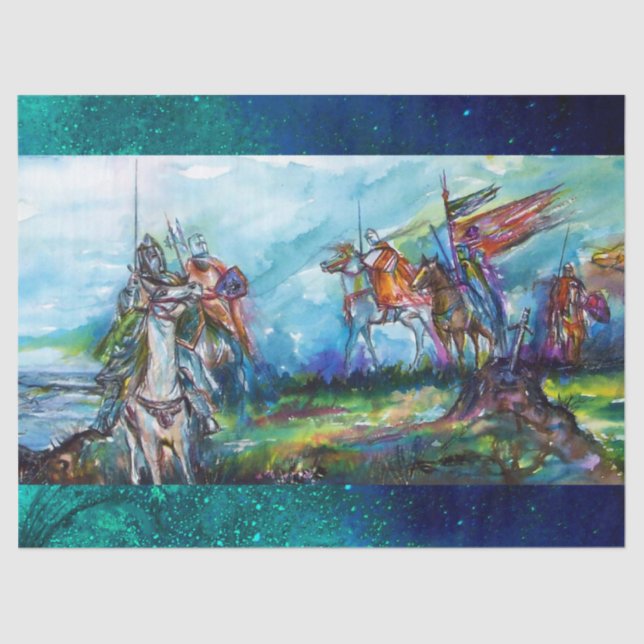 RIDERS IN THE STORM Medieval Knights Horseback Tissue Paper (Front)