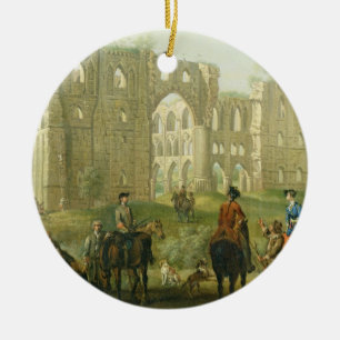 Riders Pausing by the Ruins of Rievaulx Abbey, c.1 Ceramic Ornament