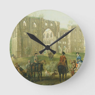 Riders Pausing by the Ruins of Rievaulx Abbey, c.1 Round Clock