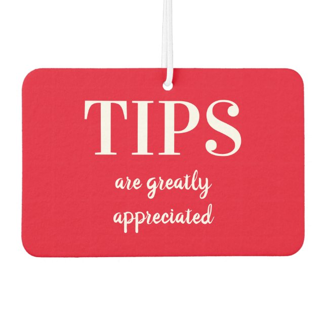 Rideshare Driver Red Heart Tips Are Appreciated Air Freshener (Front)