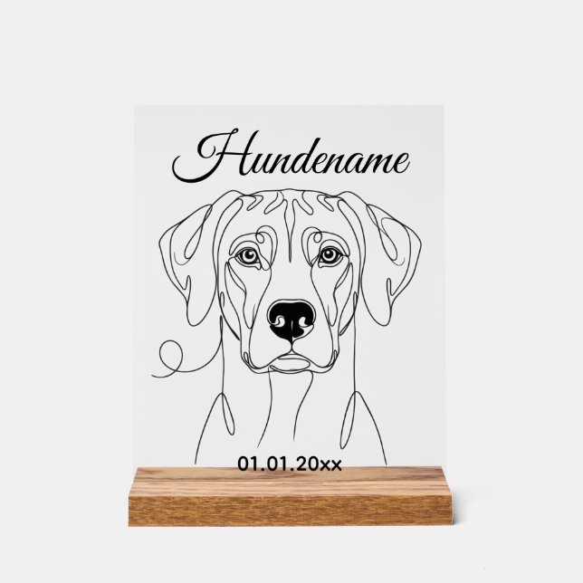 Ridgeback Dog Portrait Personalized Acrylic Print Sign (Front)
