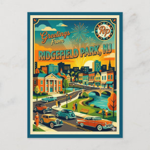 Ridgefield Park NJ Fireworks Vintage Style Postcard