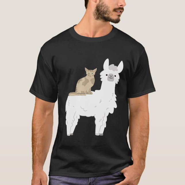 Ridiculous Cat Riding Llama Alpaca Animal Lover Ll T-Shirt (Front)