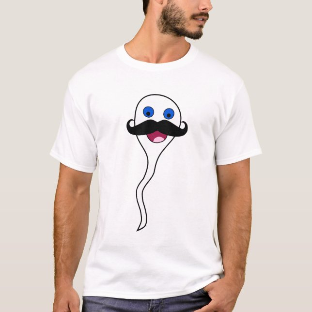 Ridiculously Happy Sperm With Moustache T-Shirt (Front)