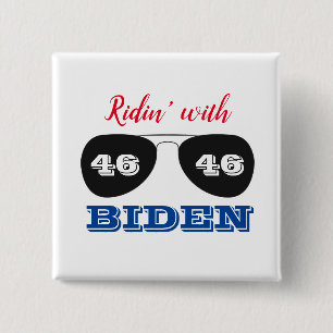 Ridin' with Biden 46 Aviator Sunglasses 2 Inch Square Button