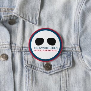 Ridin' with Biden Aviator Glasses 2024 3 Inch Round Button