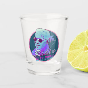 Ridin' With Biden Synthwave Outrun Retro Palm Tree Shot Glass