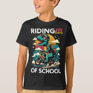 Riding 100 Days Of School Bicycle Cycling Rider Di T-Shirt