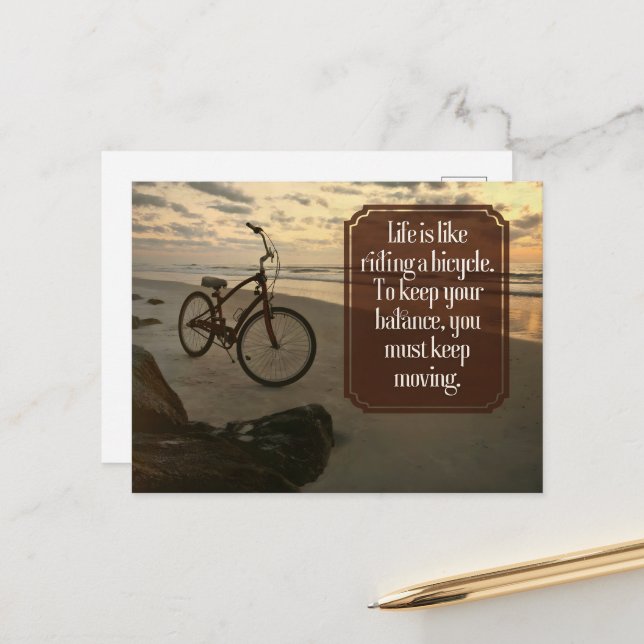 "Riding a bicycle" Inspirational Quote Postcard (Front/Back In Situ)