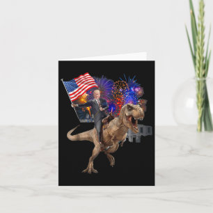 Riding A Dinosaur T-rex Suppor Trump 2020  Card
