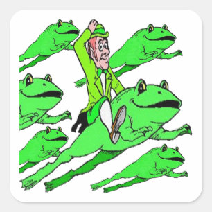 Riding a Frog on St. Patrick's Day Square Sticker