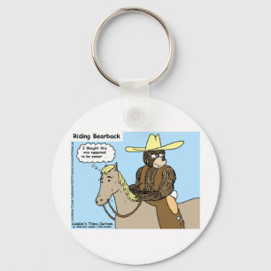 Riding Bear Back Funny Cards Mugs Tees & Gifts Keychain